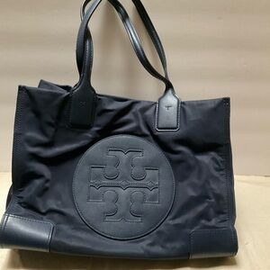 *REHAB* Tory Burch BLUE SMALL ELLA TOTE BAG * MAJOR strap repair and corner wear